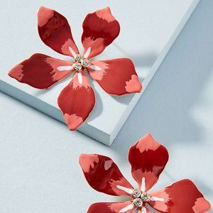 Red & Pink Plumeria Post Earrings